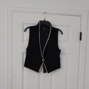 Lux Black Vest with White Piping